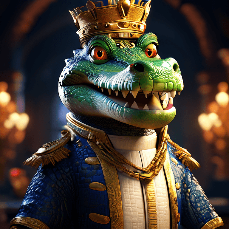 A crocodile dressed in royal a...