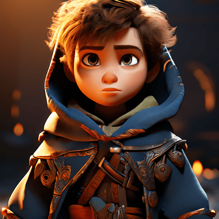 A child warrior in old clothes