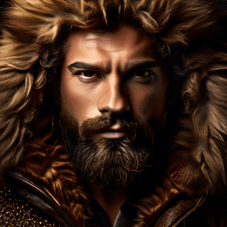 A rich man wearing a lion's fur