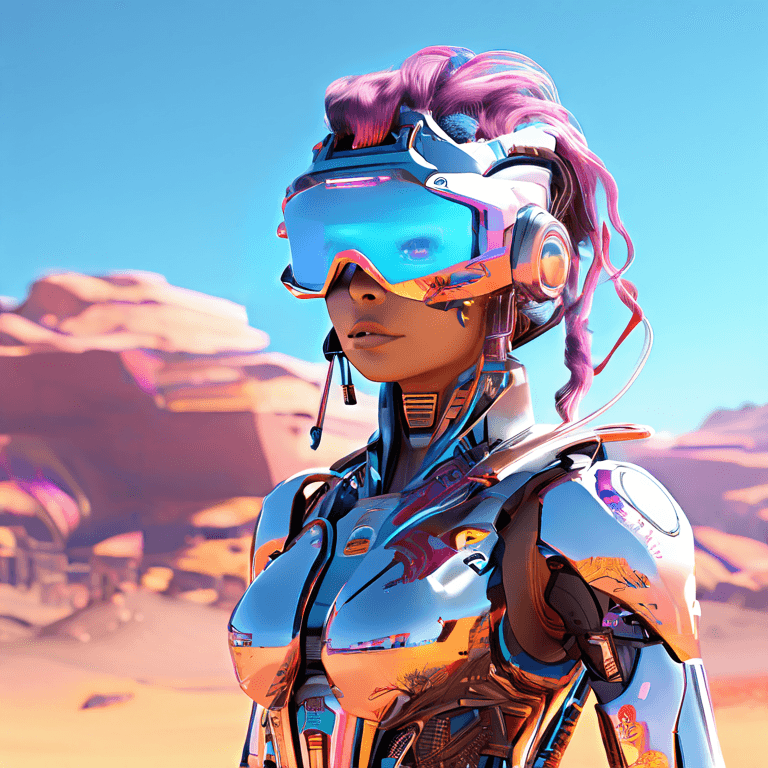 Create robot girl in the desert 