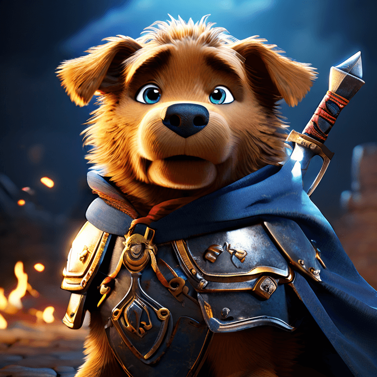 Warrior dog with a sword